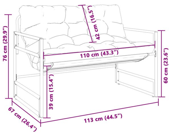 VidaXL Kertbútor - 2 Személyes Pad - 113cm