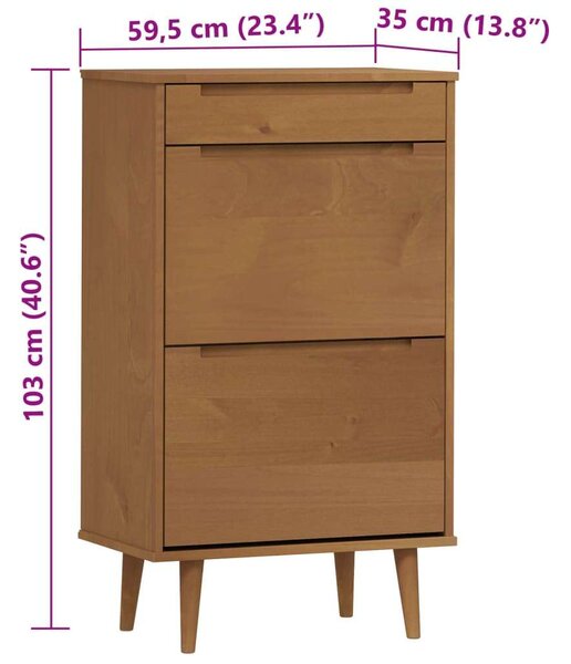 VidaXL Cipősszekrény - MOLDE - Fenyőfa - 59,5x35x103 cm