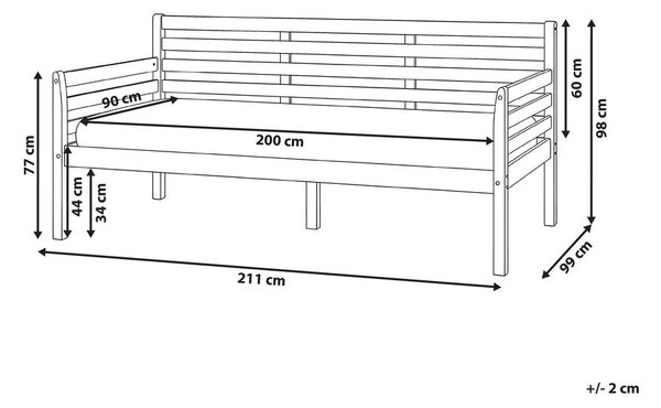 Heverő Keményfa THEZA 90 x 200 cm Fehér