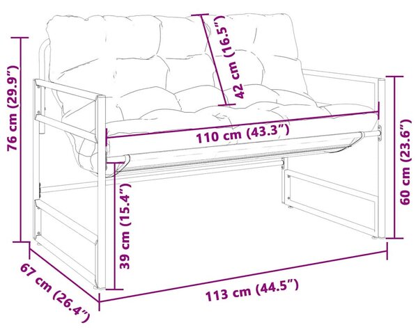 VidaXL Kerti Pad - Acél - 113 cm