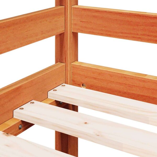 VidaXL viaszbarna tömör fenyőfa gyerek galériaágy létrával 90x190 cm