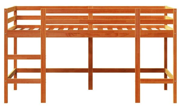 VidaXL viaszbarna tömör fenyőfa gyerek galériaágy létrával 80 x 200 cm