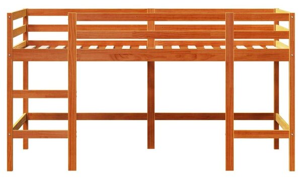 VidaXL viaszbarna tömör fenyőfa gyerek galériaágy létrával 90x190 cm