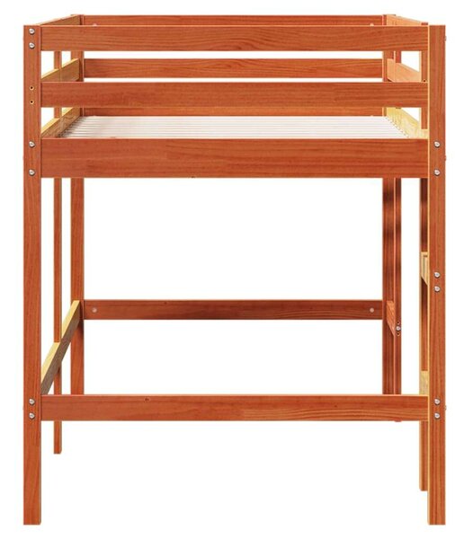 VidaXL viaszbarna tömör fenyőfa gyerek galériaágy létrával 80 x 200 cm