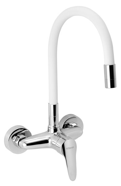 Ferro Zumba - Mosogató csaptelep rugalmas karral 150mm, fehér-króm, 94480,0B