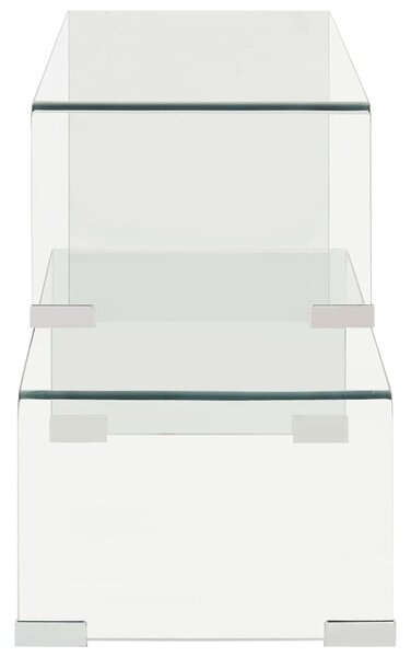 Kétrészes edzett üveg dohányzóasztal 90x30x20/110x30x40 cm