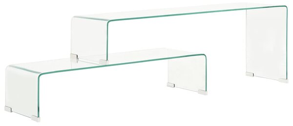 Kétrészes edzett üveg dohányzóasztal 90x30x20/110x30x40 cm