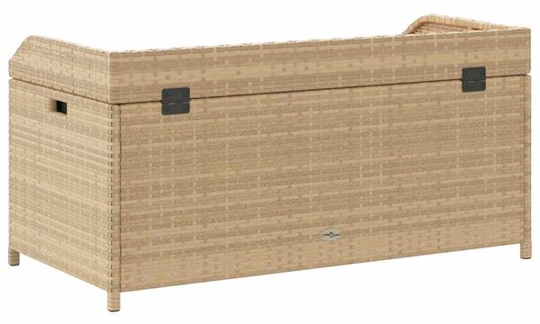 Bézs polyrattan és akácfa tárolópad 100 x 50 x 52 cm