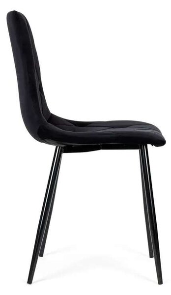 ModernHome Bársony Étkezőszék - 4 db - Fekete