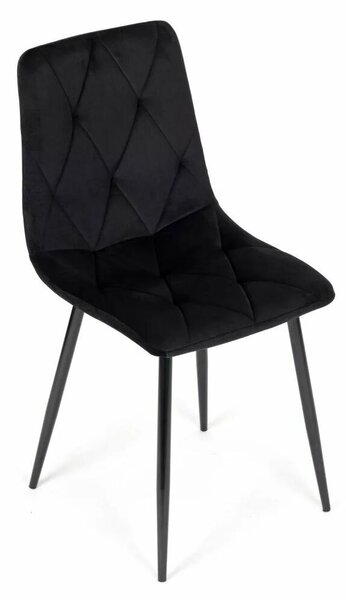 ModernHome Bársony Étkezőszék - 4 db - Fekete