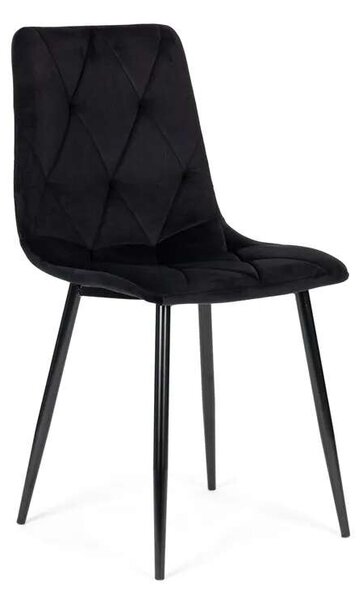 ModernHome Bársony Étkezőszék - 4 db - Fekete