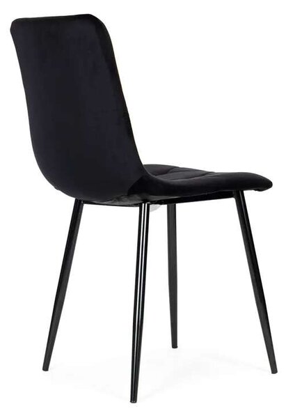 ModernHome Bársony Étkezőszék - 4 db - Fekete
