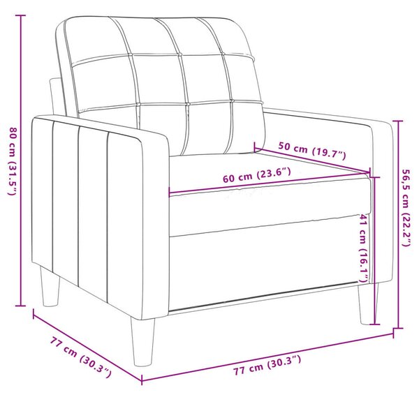 VidaXL Krémszínű Bársony Fotel - 60 cm