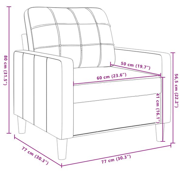 VidaXL Krémszínű Bársony Fotel - 60 cm