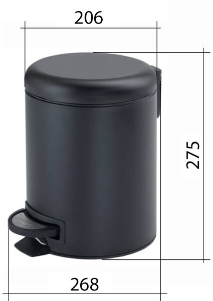 Gedy Gedy, POTTY Hulladékgyűjtő 5l, Soft Close, matt fekete, 330914