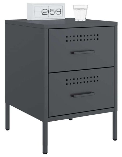 VidaXL Fém Éjjeliszekrény Szett - 2 db - Antracit Szürke - 36x39x50,5cm