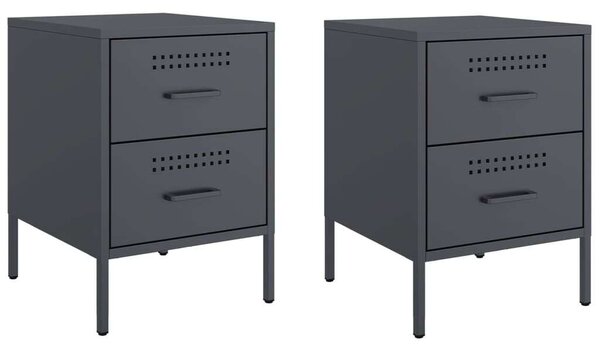 VidaXL Fém Éjjeliszekrény Szett - 2 db - Antracit Szürke - 36x39x50,5cm