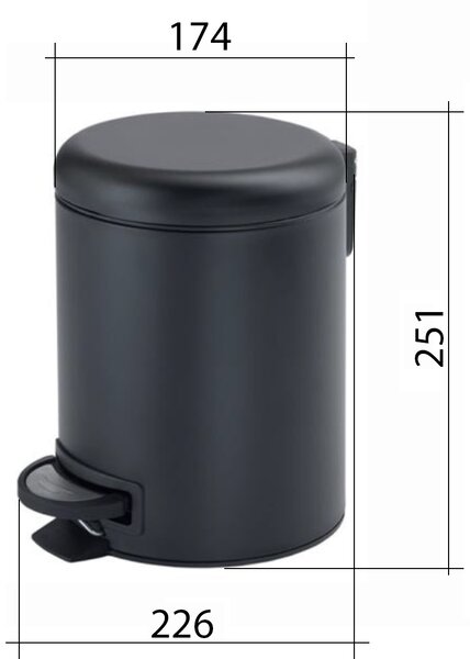 Gedy Gedy, POTTY Hulladékgyűjtő 3l, Soft Close, matt fekete, 320914