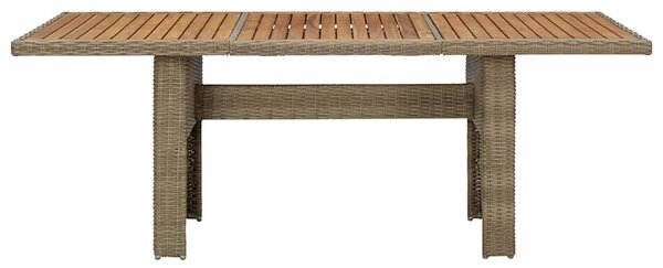 Barna polyrattan kerti étkezőasztal 200 x 100 x 74 cm