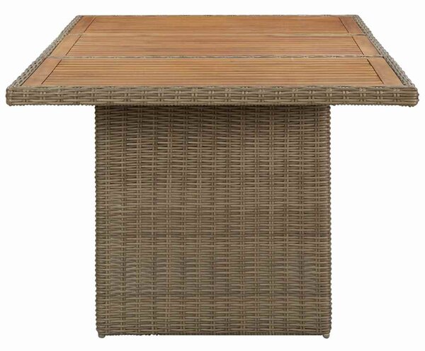 Barna polyrattan kerti étkezőasztal 200 x 100 x 74 cm