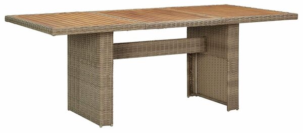 Barna polyrattan kerti étkezőasztal 200 x 100 x 74 cm