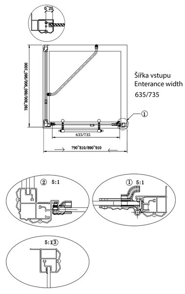Gelco Gelco, ANTIK oldalfal 800mm, átlátszó üveg, bronz, világos árnyékoló, GQ5680CL