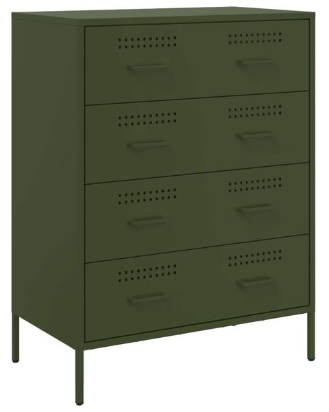 VidaXL Acélszekrény - 4 Fiókos - Olívazöld - 68x39x89 cm