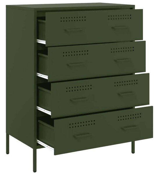 VidaXL Acélszekrény - 4 Fiókos - Olívazöld - 68x39x89 cm