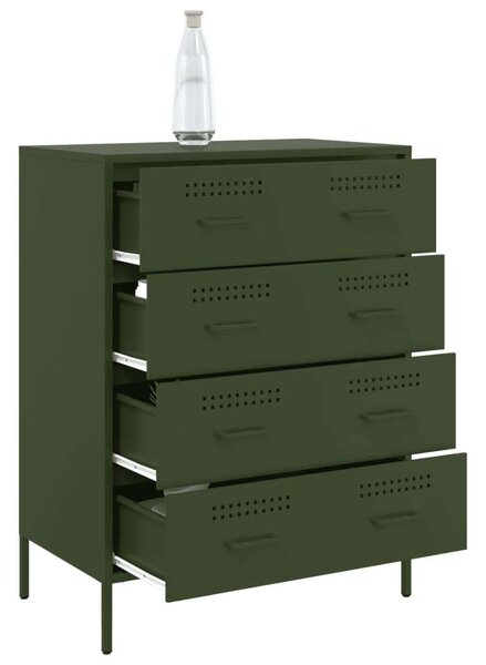 VidaXL Acélszekrény - 4 Fiókos - Olívazöld - 68x39x89 cm