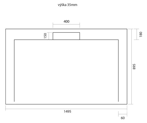 Gelco Gelco, IRENA zuhanytálca öntött márványból, téglalap 150x90x3,5cm, HI15090