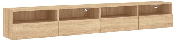 2 db sonoma tölgyszín szerelt fa fali TV-szekrény 100x30x30 cm