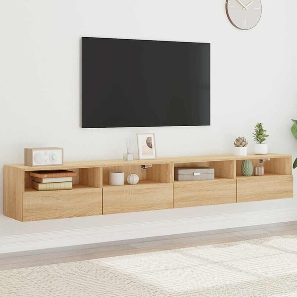 2 db sonoma tölgyszín szerelt fa fali TV-szekrény 100x30x30 cm