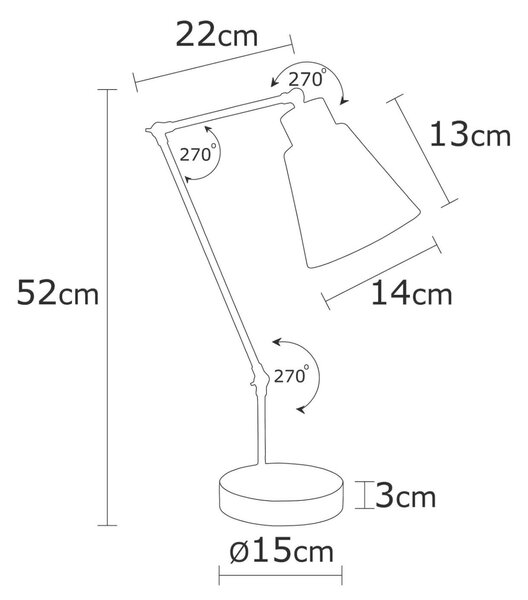 Manavgat - Asztali Lámpa - Fém Fa - 52cm