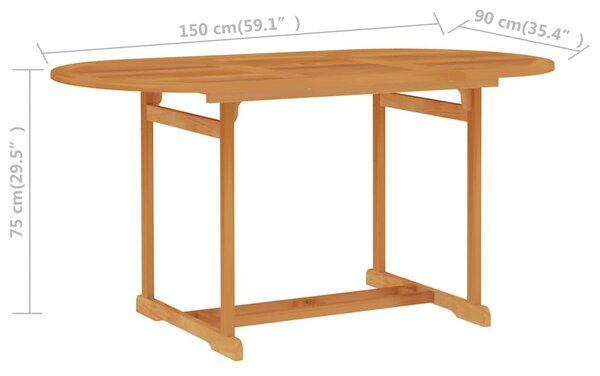 Tömör tíkfa kerti asztal 150 x 90 x 75 cm