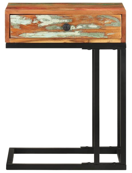 U-alakú tömör újrahasznosított fa kisasztal 45 x 30 x 61 cm