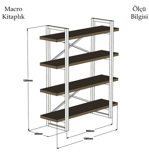 Makro dió könyvespolc 120 x 106 x 33 cm