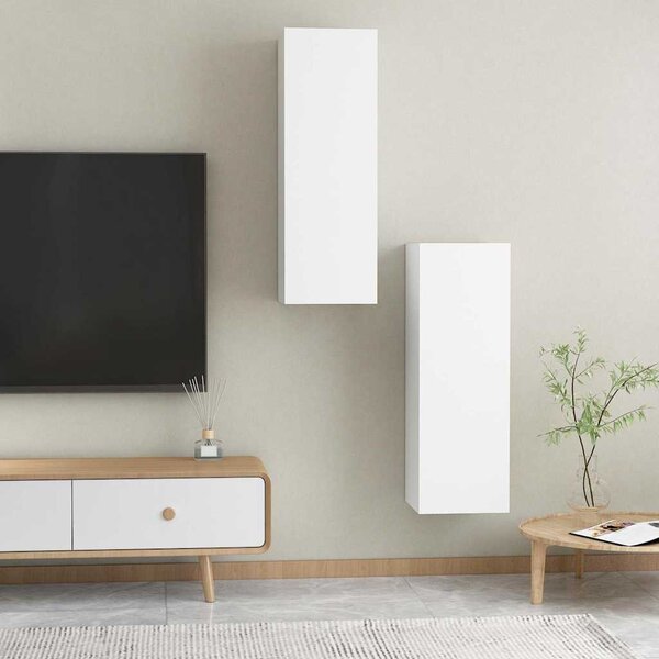 2 db fehér szerelt fa TV-szekrény 30,5 x 30 x 90 cm