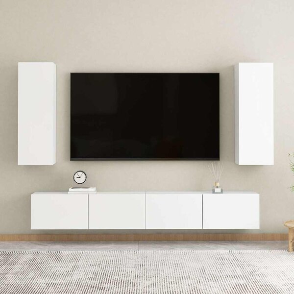 2 db fehér szerelt fa TV-szekrény 30,5 x 30 x 90 cm