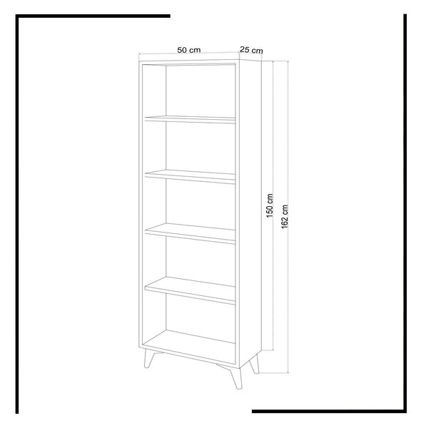 Potena fehér könyvespolc 50 x 162 x 25 cm