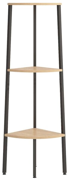 3 szintes világosbarna és fekete sarokpolc 45,5 x 31,5 x 120 cm
