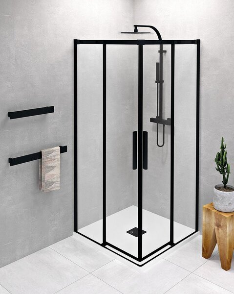 Polysan Polysan, ALTIS LINE BLACK szögletes zuhanyparaván 800x800 mm, sarokbejárat, átlátszó üveg, AL1582BAL1582B
