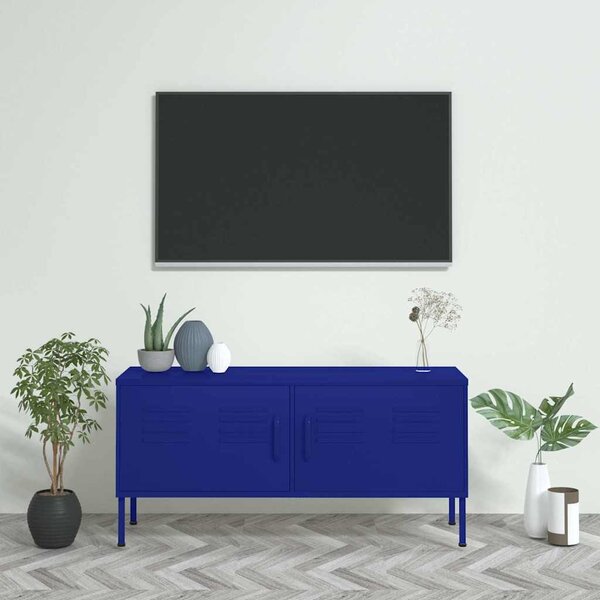 Tengerészkék acél TV-szekrény 105 x 35 x 50 cm