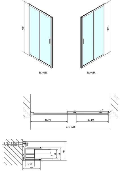 Polysan Polysan, EASY LINE zuhanyajtó 1000mm, átlátszó üveg, EL1015