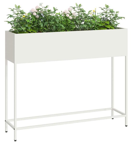 Magas Kerti Cserép Fehér 100 x 26 x 82 cm Acél