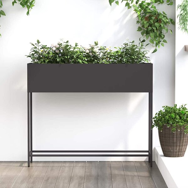 Magas Kerti Cserép Fekete 100 x 26 x 82 cm Acél