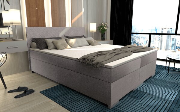 KONDELA Boxspring ágy, szürkésbarna Taupe, 140x200, ADARA