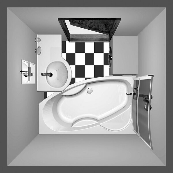 Polysan Polysan, MAMBA L aszimmetrikus kád 170x100x44cm, fehér, 76111