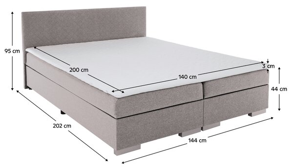 KONDELA Boxspring ágy, szürkésbarna Taupe, 140x200, ADARA