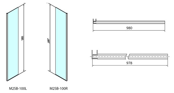 Polysan Polysan, MODULAR SHOWER kiegészítő panel falra szerelhető modulhoz 2, 1000 mm, bal, MS2B-100L