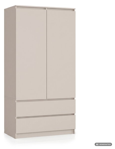 AKORD CLP S90 Kétajtós Ruhásszekrény Laminált Lap Kasmír Matt